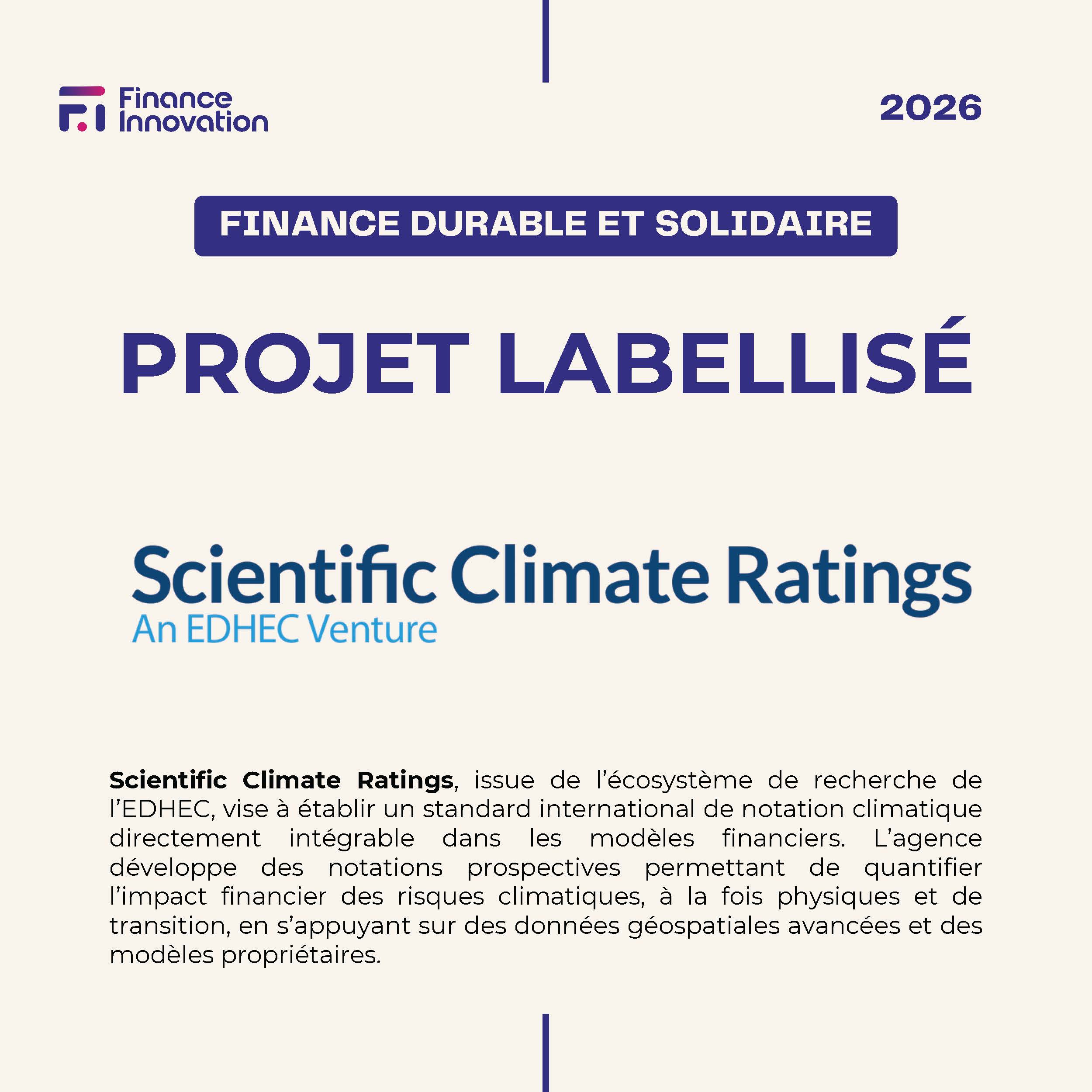 Featured image for “Scientific Climate Ratings Receives the Finance Innovation Label ”